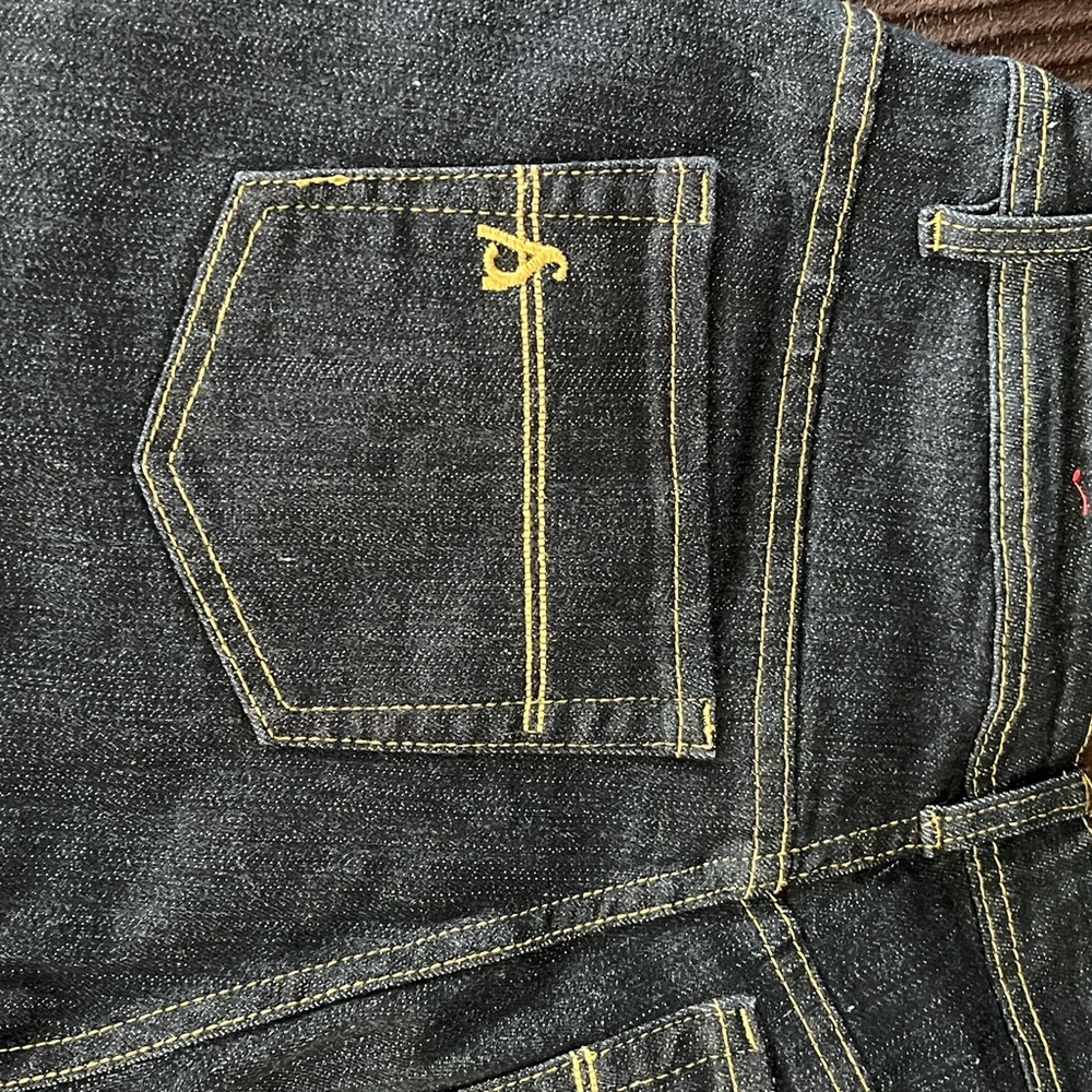 Ashley Stewart Women’s Dark Blue Jeans with Yellow Stitching